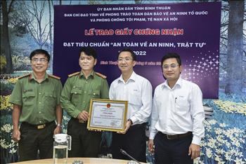 PC Bình Thuận đạt chứng nhận “An toàn về an ninh, trật tự” năm 2022