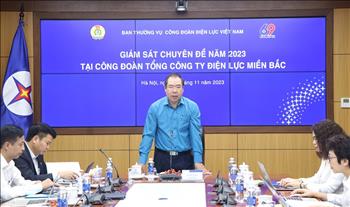 Đoàn giám sát chuyên đề của Công đoàn Điện lực Việt Nam làm việc với Công đoàn Tổng công ty Điện lực miền Bắc