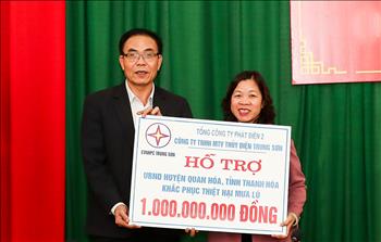 EVNGENCO 2 hỗ trợ một tỷ đồng cho người dân huyện Quan Hoá bị ảnh hưởng thiên tai